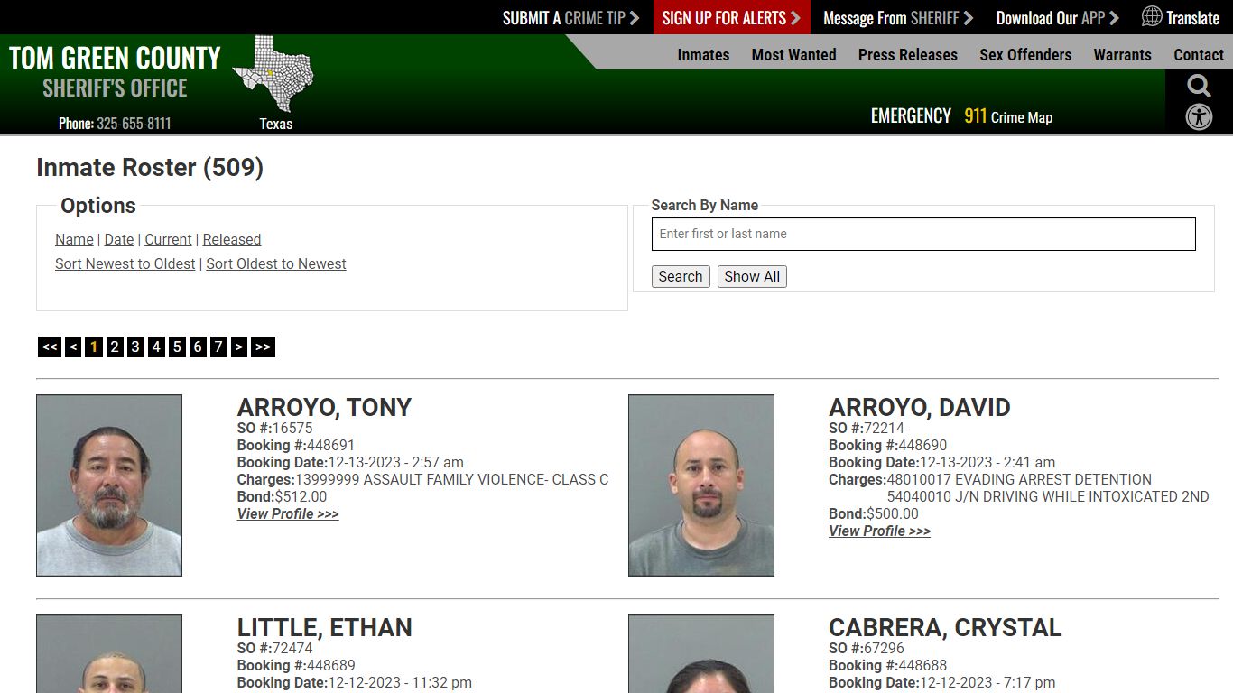 Inmate Roster (500) - Tom Green County Sheriff