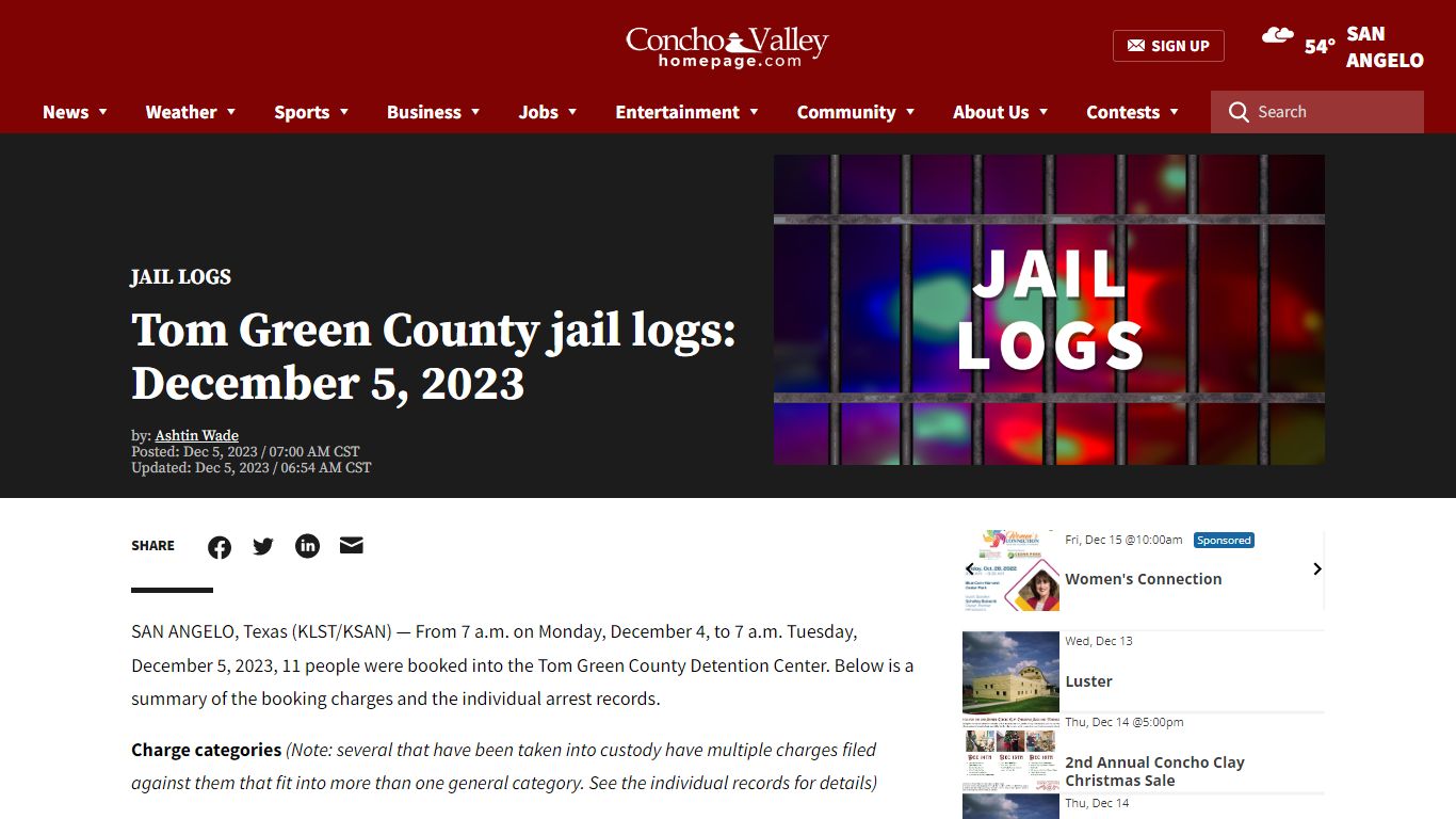 Tom Green County jail logs: December 5, 2023